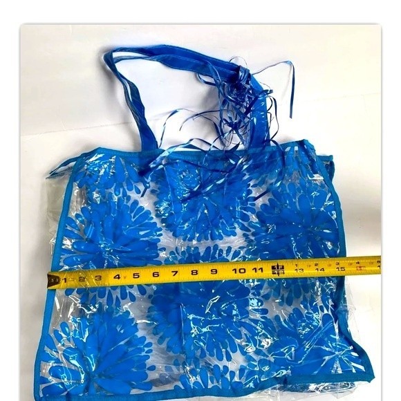 Transparent PVC Tote Shoulder Bag Shopping Handbag Travel Beach Bag Blue - Picture 4 of 9
